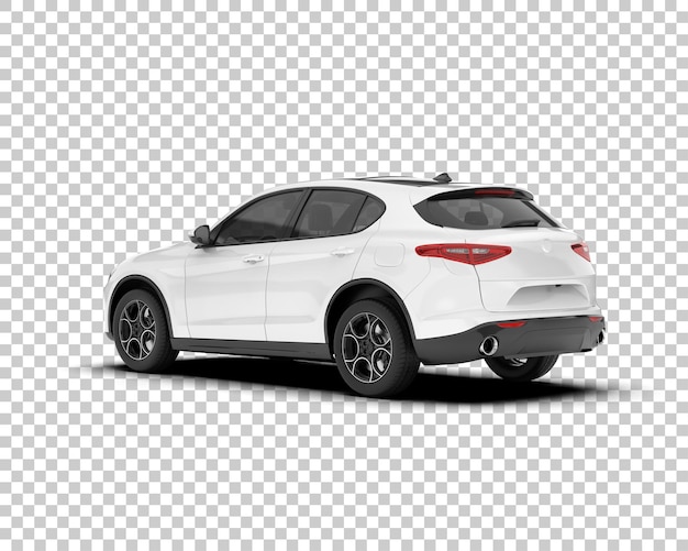SUV blanco realista sobre fondo transparente Ilustración de renderizado 3d