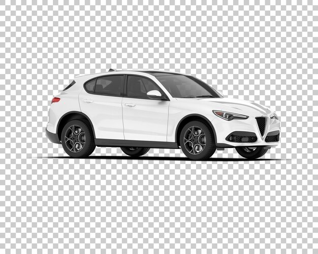 SUV blanco realista sobre fondo transparente Ilustración de renderizado 3d