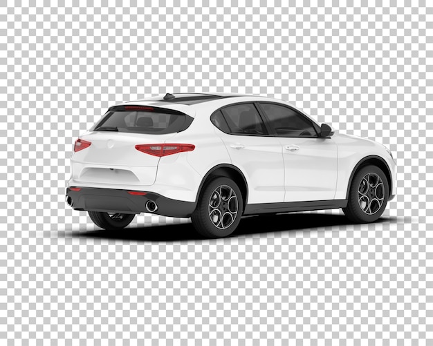 SUV blanco realista sobre fondo transparente Ilustración de renderizado 3d