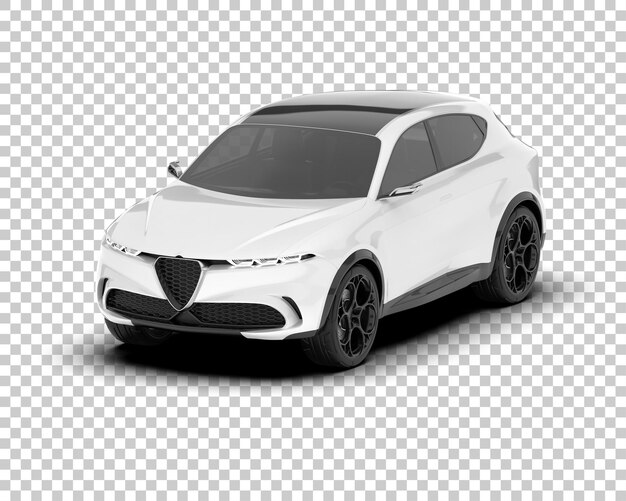 SUV blanco realista sobre fondo transparente Ilustración de renderizado 3d