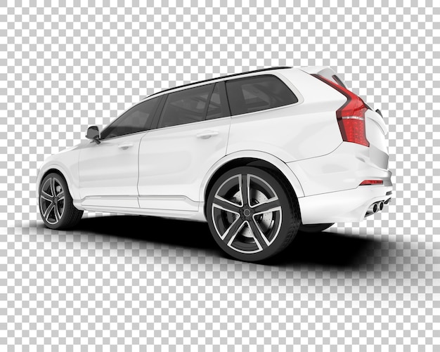 SUV blanco realista sobre fondo transparente Ilustración de renderizado 3d
