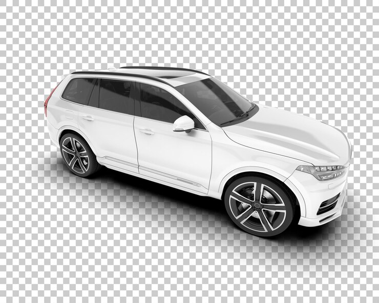 PSD suv blanco realista sobre fondo transparente ilustración de renderizado 3d