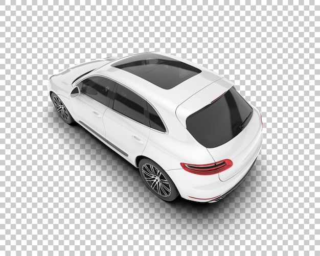 SUV blanco realista sobre fondo transparente Ilustración de renderizado 3d