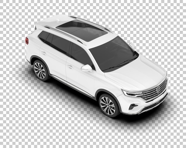 SUV blanco realista sobre fondo transparente Ilustración de renderizado 3d