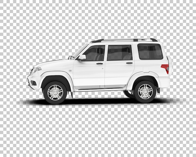 SUV blanco realista sobre fondo transparente Ilustración de renderizado 3d