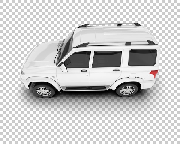 SUV blanco realista sobre fondo transparente Ilustración de renderizado 3d