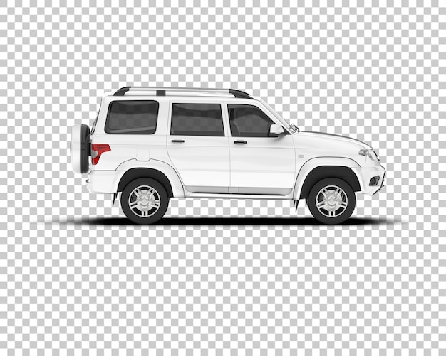 SUV blanco realista sobre fondo transparente Ilustración de renderizado 3d