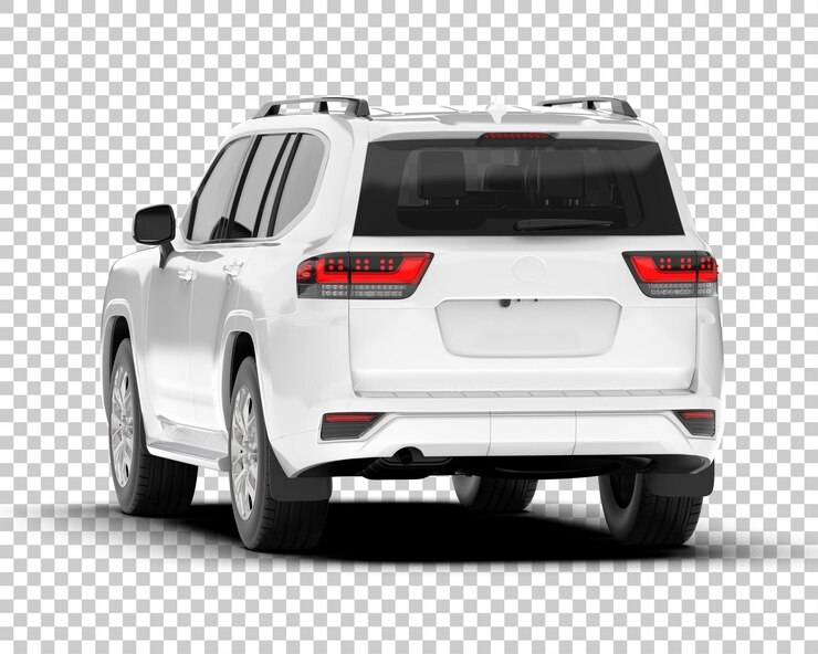 PSD suv blanco realista sobre fondo transparente ilustración de renderizado 3d
