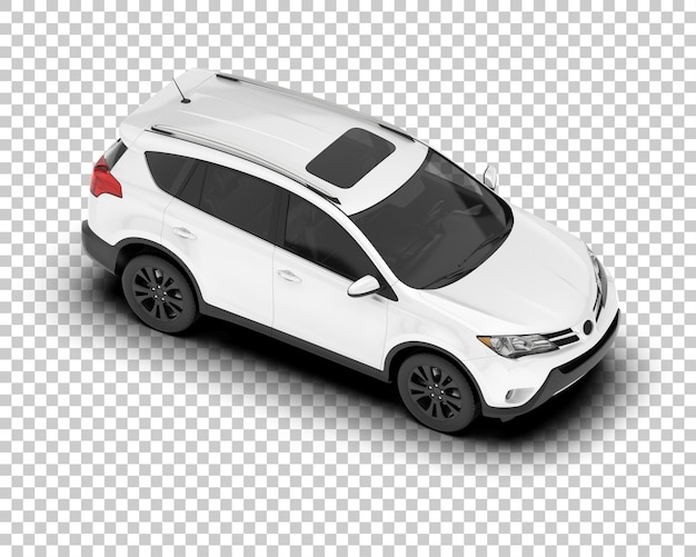 Suv blanco realista sobre fondo transparente ilustración de renderizado 3d