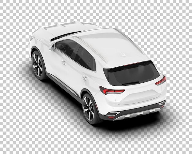 SUV blanco realista sobre fondo transparente Ilustración de renderizado 3d