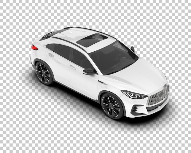 SUV blanco realista sobre fondo transparente Ilustración de renderizado 3d