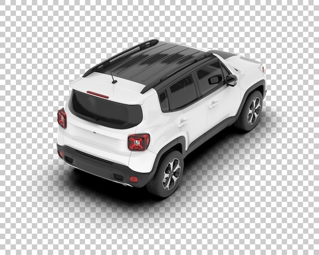 SUV blanco realista sobre fondo transparente Ilustración de renderizado 3d