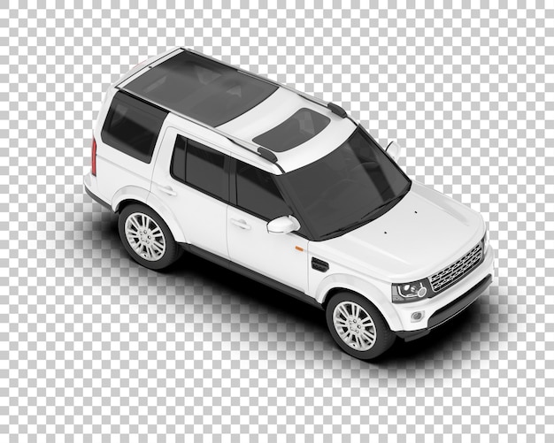 SUV blanco realista sobre fondo transparente Ilustración de renderizado 3d
