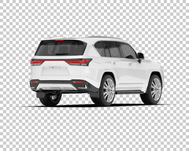 SUV blanco realista sobre fondo transparente Ilustración de renderizado 3d