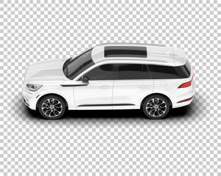 PSD suv blanco realista sobre fondo transparente ilustración de renderizado 3d