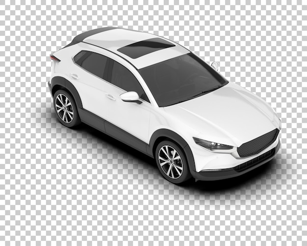 SUV blanco realista sobre fondo transparente Ilustración de renderizado 3d