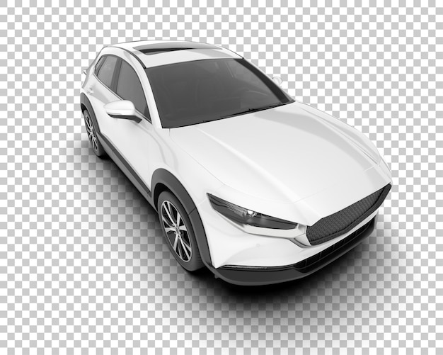 SUV blanco realista sobre fondo transparente Ilustración de renderizado 3d