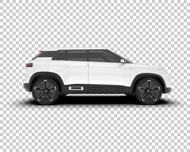 SUV blanco realista sobre fondo transparente Ilustración de renderizado 3d