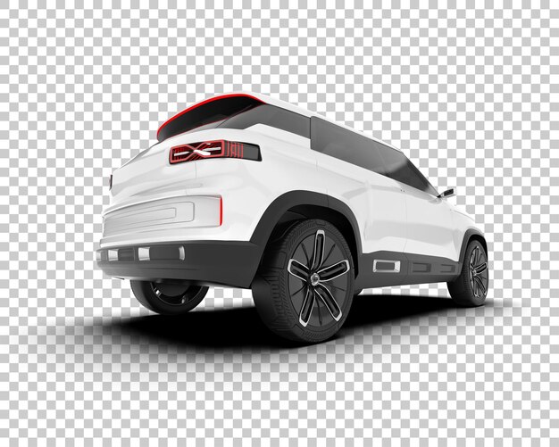 SUV blanco realista sobre fondo transparente Ilustración de renderizado 3d