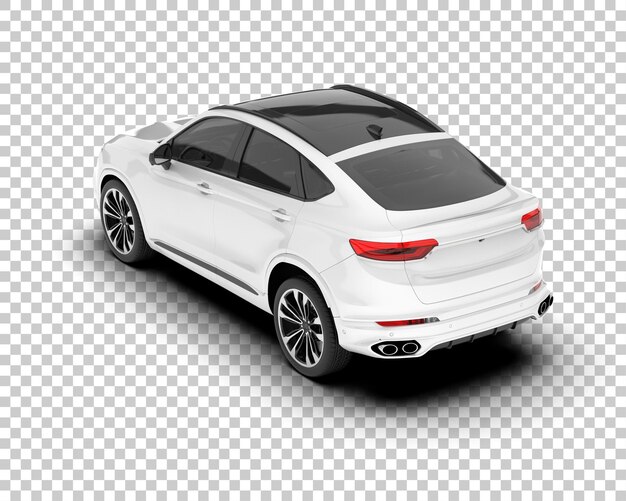 SUV blanco realista sobre fondo transparente Ilustración de renderizado 3d