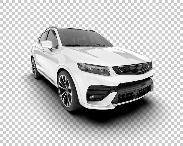 SUV blanco realista sobre fondo transparente Ilustración de renderizado 3d
