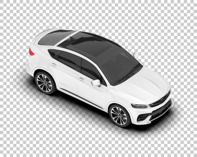 SUV blanco realista sobre fondo transparente Ilustración de renderizado 3d