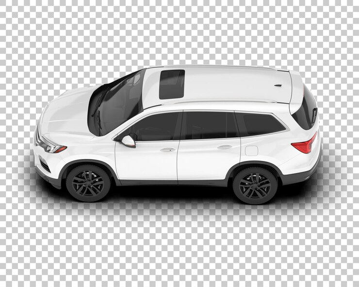 PSD suv blanco realista sobre fondo transparente ilustración de renderizado 3d