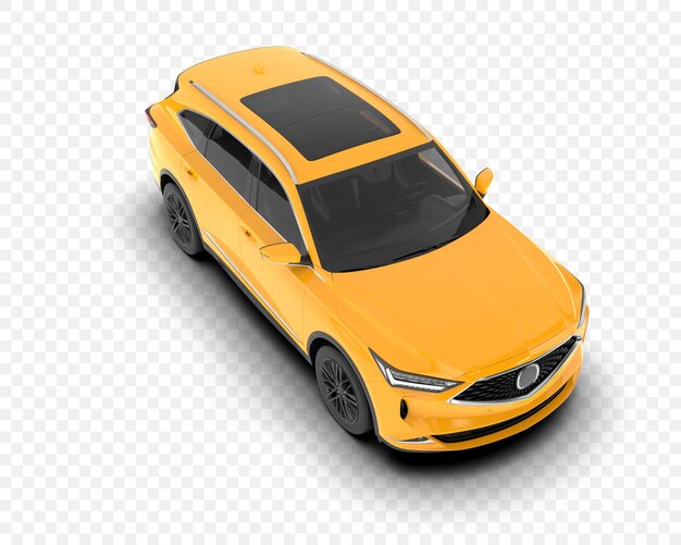 Un SUV de lujo amarillo aislado sobre un fondo blanco