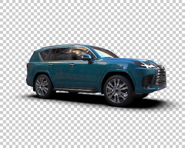 SUV modern terisolasi dengan latar belakang ilustrasi render 3D