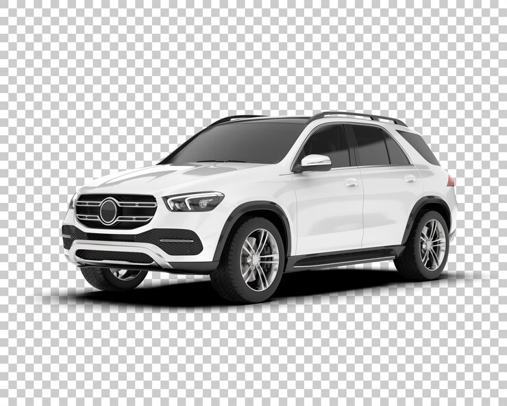 PSD suv realista branco na ilustração de renderização 3d de fundo transparente