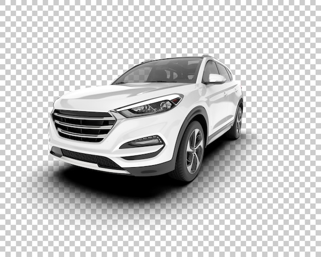 SUV realista branco na ilustração de renderização 3d de fundo transparente