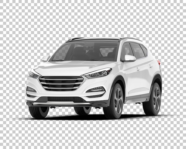 SUV realista branco na ilustração de renderização 3d de fundo transparente