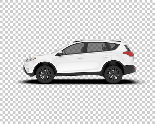 SUV realistico bianco su sfondo trasparente illustrazione di rendering 3d