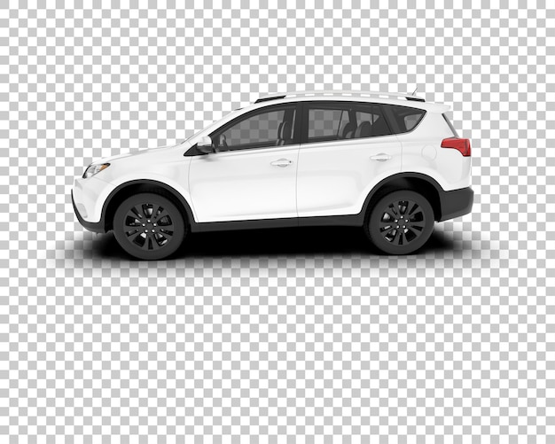 SUV realistico bianco su sfondo trasparente illustrazione di rendering 3d