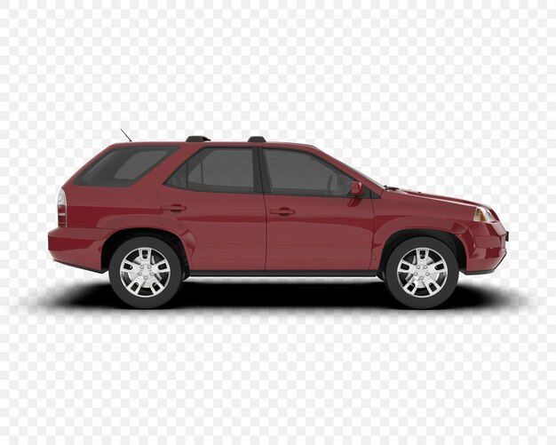 SUV rojo estacionado en un fondo transparente