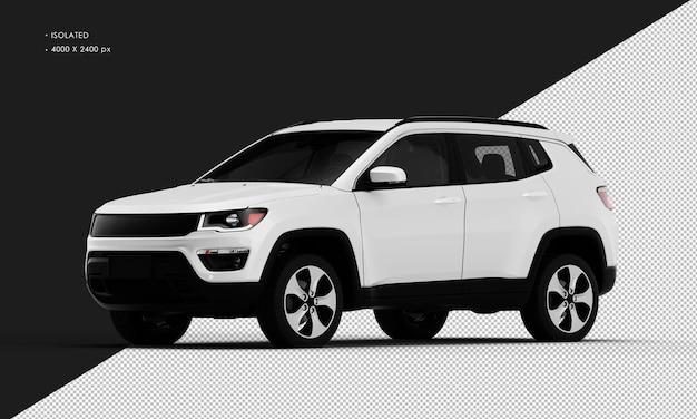 SUV de voiture blanc mat en métal réaliste isolé de la vue de face gauche