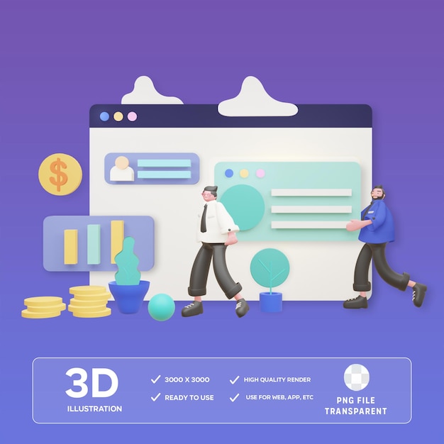 Sviluppo aziendale PSD Illustrazione 3D