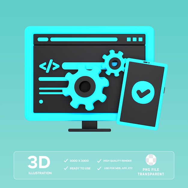 Sviluppo di app PSD 3D Illustrazione