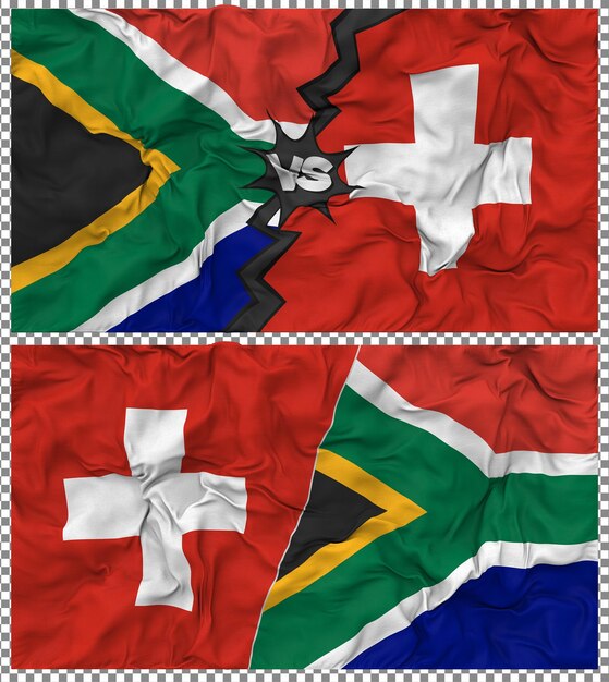 Svizzera contro Sudafrica Half Combined Flag Cloth Bump Texture Rendering 3D