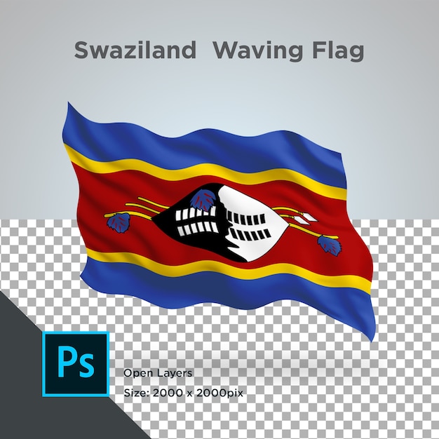 PSD swasiland flag wave design transparent