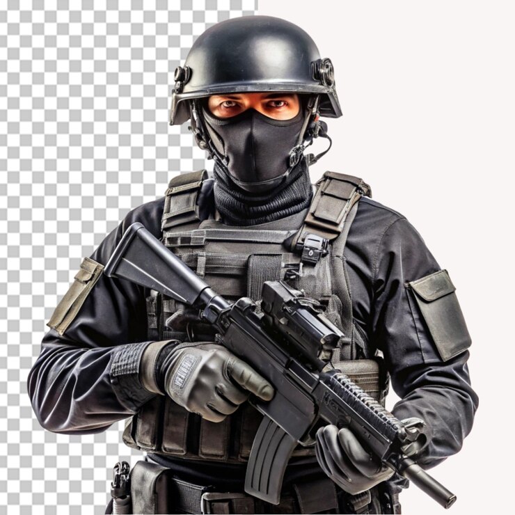 PSD swat man on transparent background