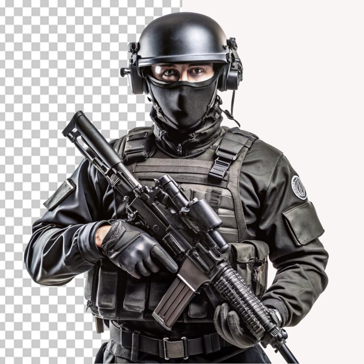 PSD swat man su sfondo trasparente