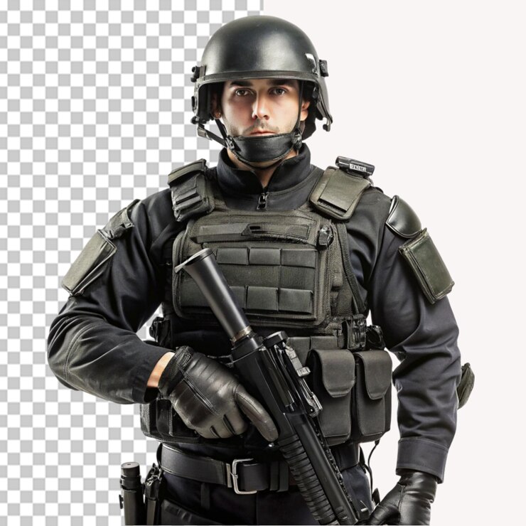 PSD swat man su sfondo trasparente