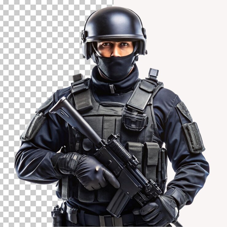 PSD swat man su sfondo trasparente