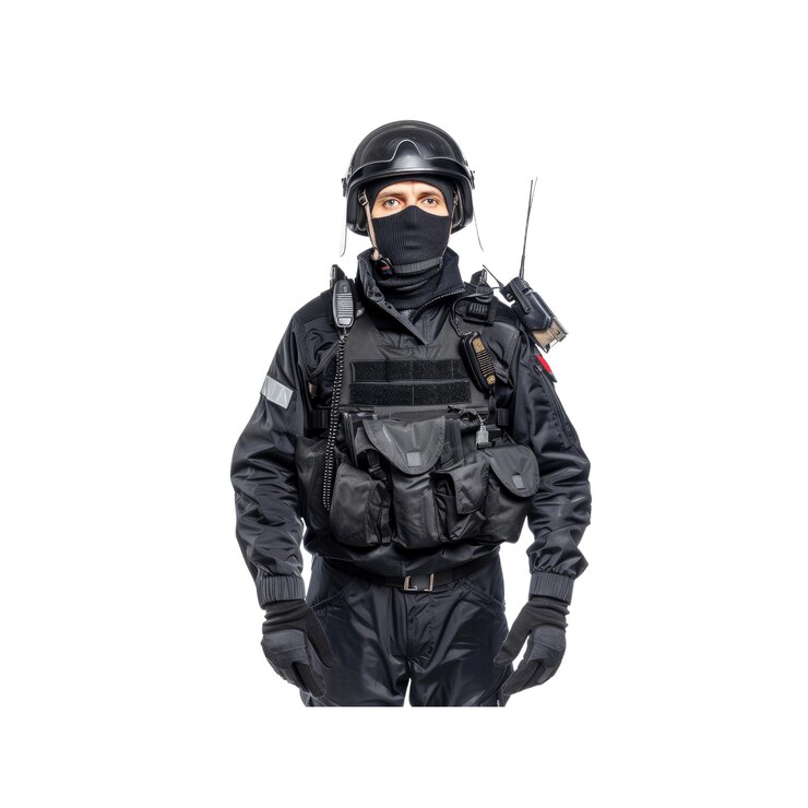 PSD swat team member in full tactical gear
