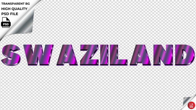 PSD swazilandia tipografía texto ligero púrpura psd metálico transparente