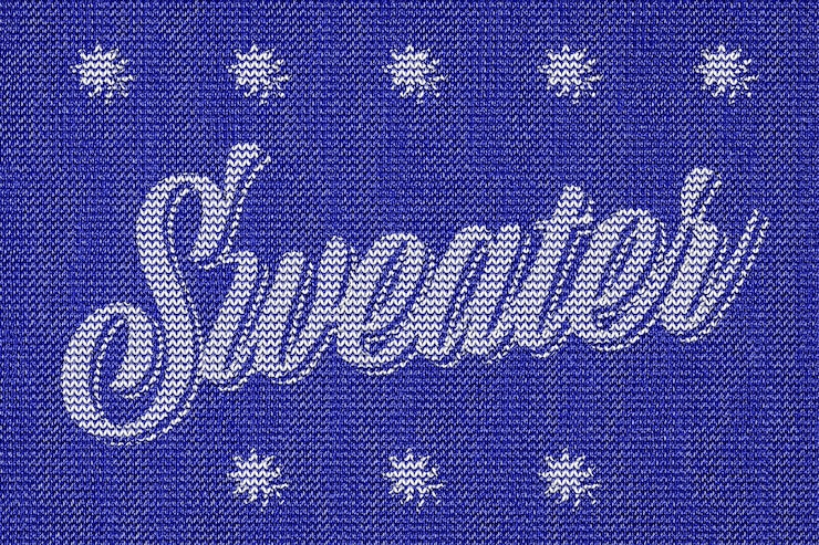 PSD sweater knitted text effect