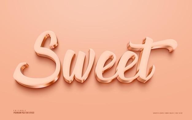 Sweet 3d editable premium psd efecto de texto