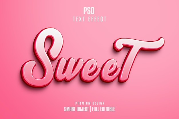 Sweet editável efeito de texto 3D psd