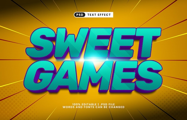 sweet games editable text effect with a game and play text effect